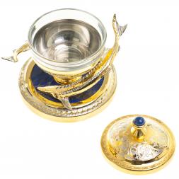 Икорница &amp;quot;Две стерлядки&amp;quot; лазурит Златоуст