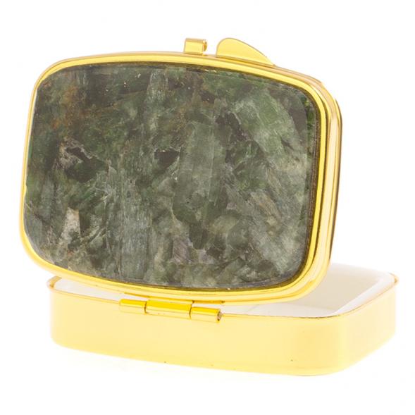 Таблетница на 2 отделения камень актиновит цвет золото 125908