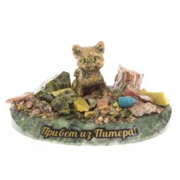 Сувенир &amp;quot;Питерский кот&amp;quot; камень змеевик