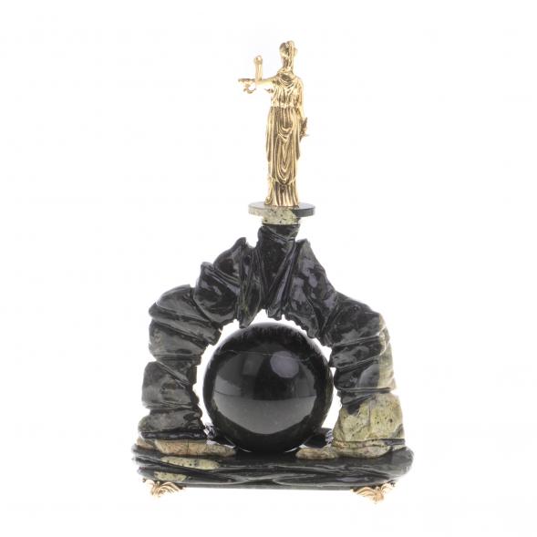 Композиция &amp;quot;Фемида&amp;quot; с шаром змеевик бронза 124310