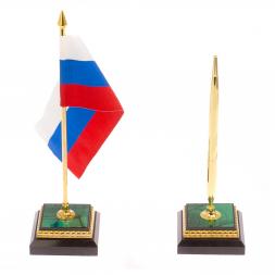 Письменный набор из малахита &amp;quot;Георгий Победоносец&amp;quot; Златоуст