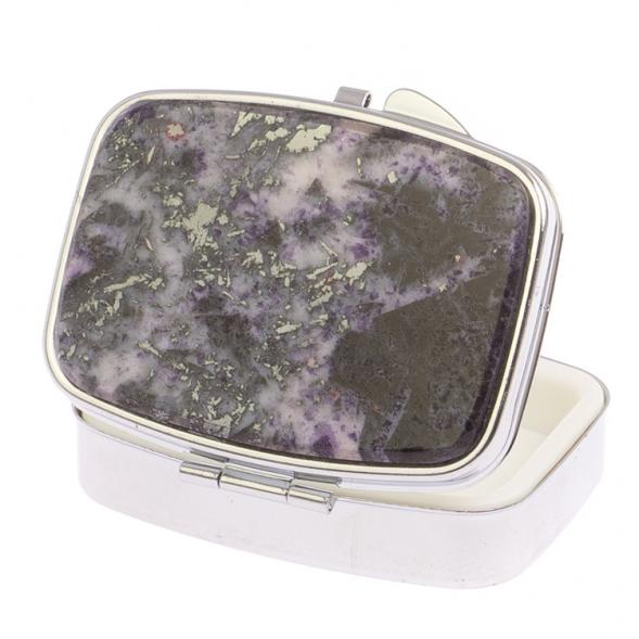 Таблетница на 2 отделения камень гетчеллит цвет серебро 126271