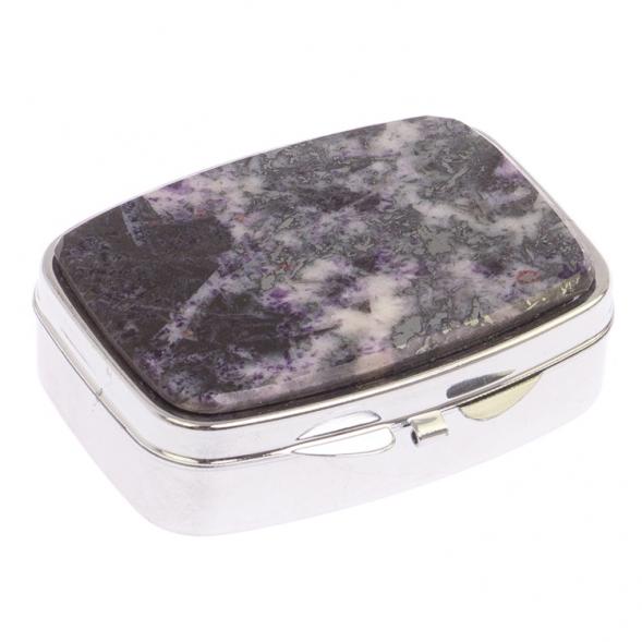 Таблетница на 2 отделения камень гетчеллит цвет серебро 126271