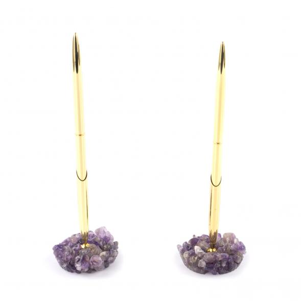 Ручка металлическая на подставке из сиреневого кварца 121302