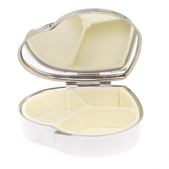 Таблетница &amp;quot;Сердце&amp;quot; на 3 отделения камень актиновит цвет серебро 125909