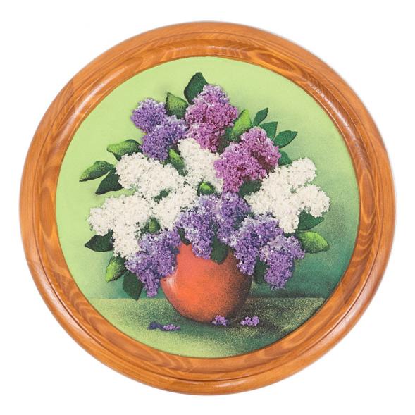 Панно каменное на тарелке из дерева &amp;quot;Сирень&amp;quot; 40 см 112328
