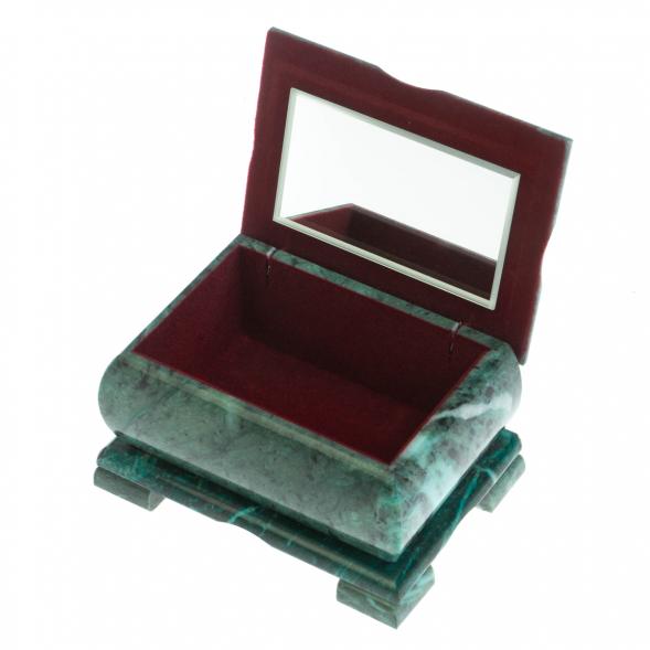 Шкатулка прямоугольная камень змеевик / розовый мрамор 12х8,5х8,5 см 128534