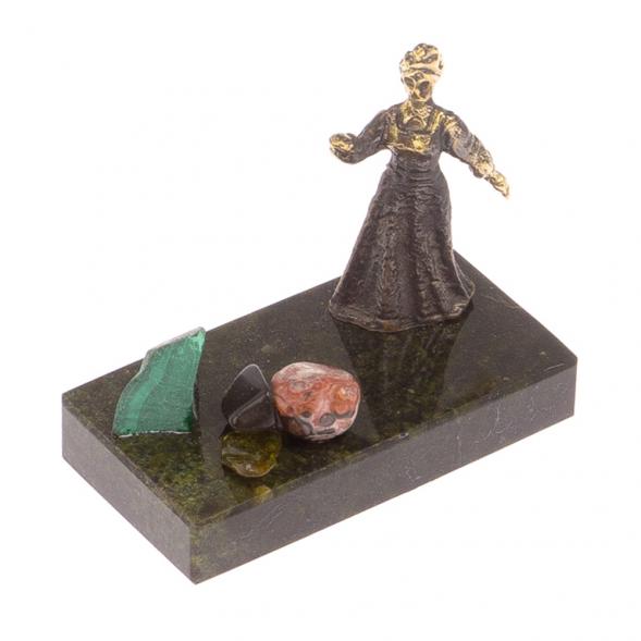 Сувенир статуэтка &amp;quot;Хозяйка медной горы&amp;quot; бронза камень змеевик малахит 117942