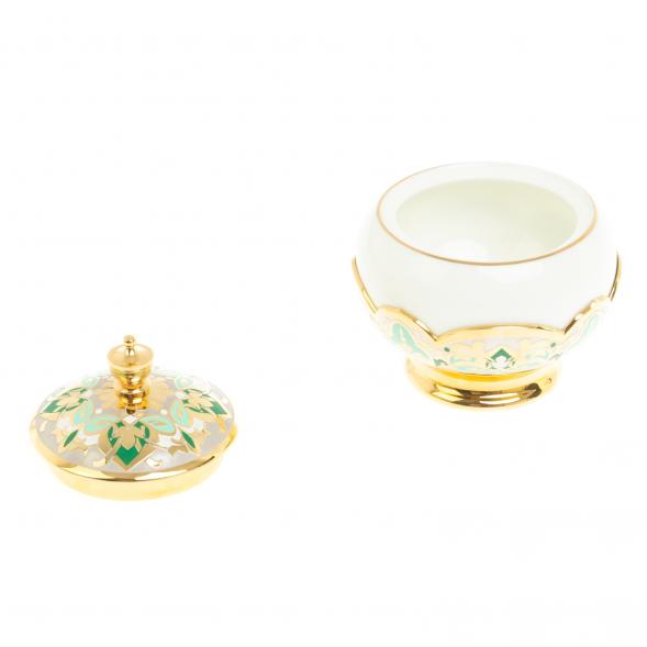 Чайный набор &amp;quot;Кубачинские узоры&amp;quot; с зеленой эмалью Златоуст 127676