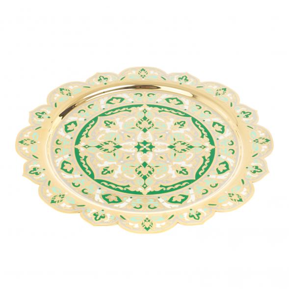 Чайный набор &amp;quot;Кубачинские узоры&amp;quot; с зеленой эмалью Златоуст 127676