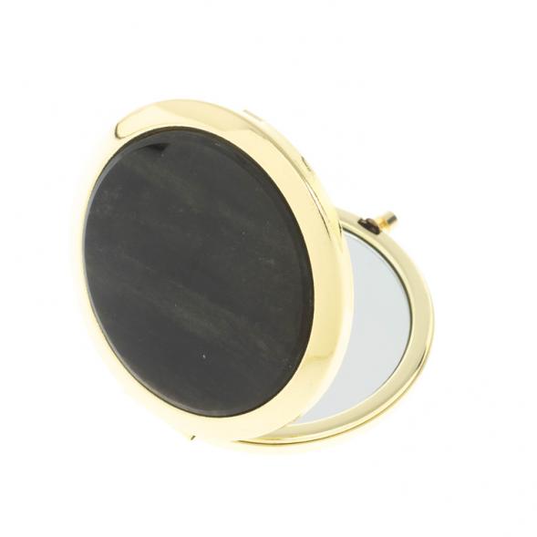 Зеркало круглое из камня золотистый обсидиан цвет золото 127983