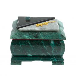 Шкатулка прямоугольная камень змеевик / серый мрамор 12х8,5х8,5 см