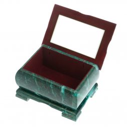 Шкатулка прямоугольная камень змеевик / серый мрамор 12х8,5х8,5 см