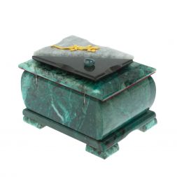 Шкатулка прямоугольная камень змеевик / серый мрамор 12х8,5х8,5 см