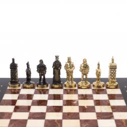 Шахматы бронзовые &amp;quot;Европейские&amp;quot; доска 32х32 см лемезит мрамор