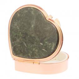 Таблетница "Сердце" на 3 отделения камень актиновит цвет красное золото