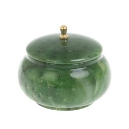 Шкатулка круглая из нефрита 9х9х7,5 см