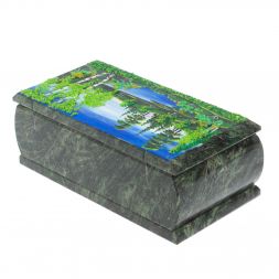 Шкатулка из змеевика &amp;quot;Летний пейзаж&amp;quot; 18х9х6,5 см