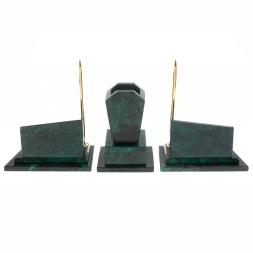 Настольный набор &amp;quot;Бюрократ&amp;quot; с гербом РФ змеевик