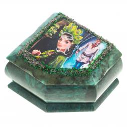 Шкатулка Хозяйка медной горы змеевик 11х9х6,5 см