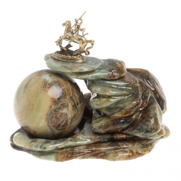 Композиция &amp;quot;Георгий Победоносец&amp;quot; с шаром из офиокальцита 7 см 126884