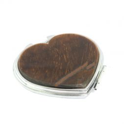 Зеркало карманное "Сердце" тигровый глаз цвет серебро