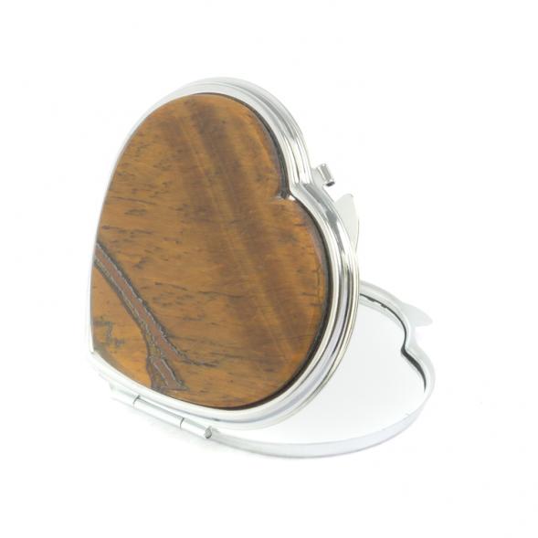 Зеркало карманное &amp;quot;Сердце&amp;quot; тигровый глаз цвет серебро 127361