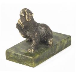 Статуэтка &amp;quot;Собачка малая №12&amp;quot; из бронзы и змеевика