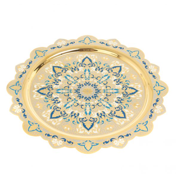 Чайный набор &amp;quot;Кубачинские узоры&amp;quot; с синей эмалью Златоуст 127677