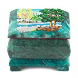 Шкатулка с расписной крышкой Весна 10х8х7 см