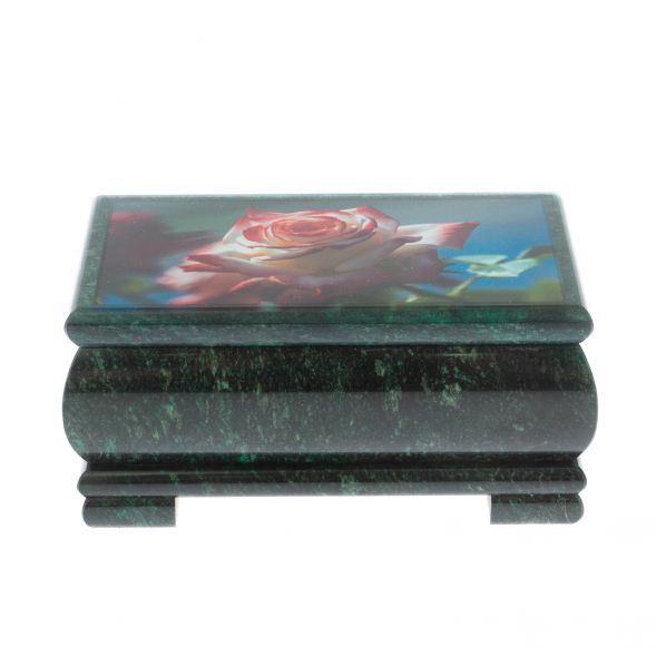 Шкатулка &amp;quot;Роза&amp;quot; из змеевика 16х8х7,5 см 129124