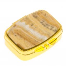 Таблетница на 2 отделения камень оникс цвет золото