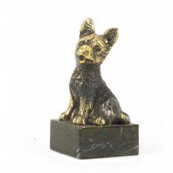 Фигурка из бронзы "Собачка малая №1" змеевик