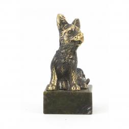 Фигурка из бронзы "Собачка малая №1" змеевик