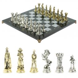 Шахматы &amp;quot;Средневековые рыцари&amp;quot; доска серый мрамор 44х44 см