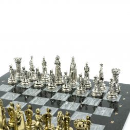 Шахматы &amp;quot;Средневековые рыцари&amp;quot; доска серый мрамор 44х44 см