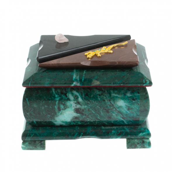 Шкатулка прямоугольная камень змеевик / лемезит 12х8,5х8,5 см 128537