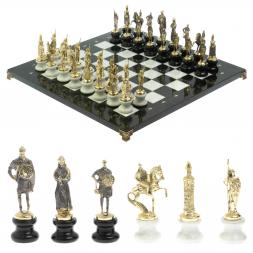 Шахматы &amp;quot;Русские&amp;quot; на подставках 44х44 см мрамор / змеевик литье бронза