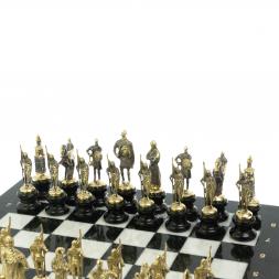 Шахматы &amp;quot;Русские&amp;quot; на подставках 44х44 см мрамор / змеевик литье бронза