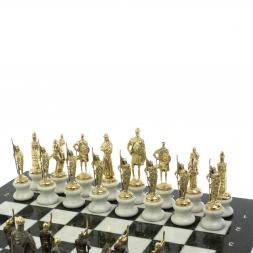 Шахматы &amp;quot;Русские&amp;quot; на подставках 44х44 см мрамор / змеевик литье бронза