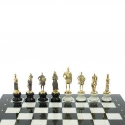 Шахматы &amp;quot;Русские&amp;quot; на подставках 44х44 см мрамор / змеевик литье бронза