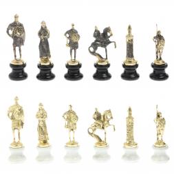 Шахматы &amp;quot;Русские&amp;quot; на подставках 44х44 см мрамор / змеевик литье бронза