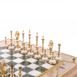 Шахматы ларец &amp;quot;Баталия&amp;quot; камень нефрит мрамор Златоуст