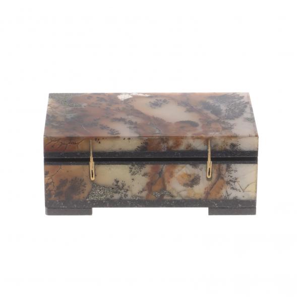 Шкатулка из мохового агата 8,5х5х3,5 см 124321