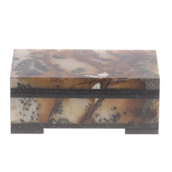 Шкатулка из мохового агата 8,5х5х3,5 см 124321