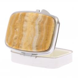 Таблетница на 2 отделения камень оникс цвет серебро