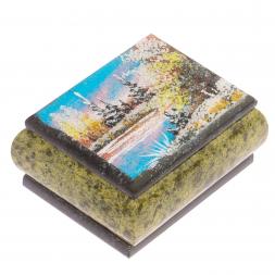 Шкатулка змеевик рисунок Весна 10х8х5 см