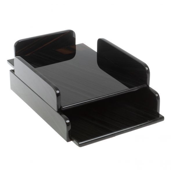 Лоток для бумаг А4 двухъярусный черный обсидиан 127283