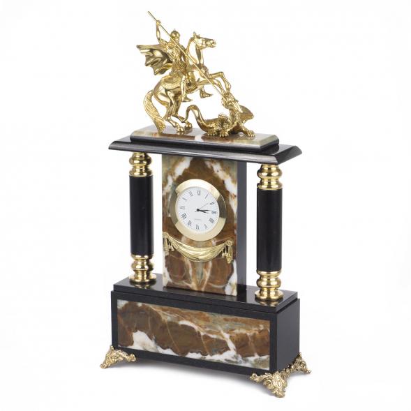 Каминные часы из камня и бронзы &amp;quot;Георгий Победоносец&amp;quot; 119241