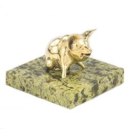 Статуэтка из бронзы и змеевика &amp;quot;Поросенок сидит&amp;quot;